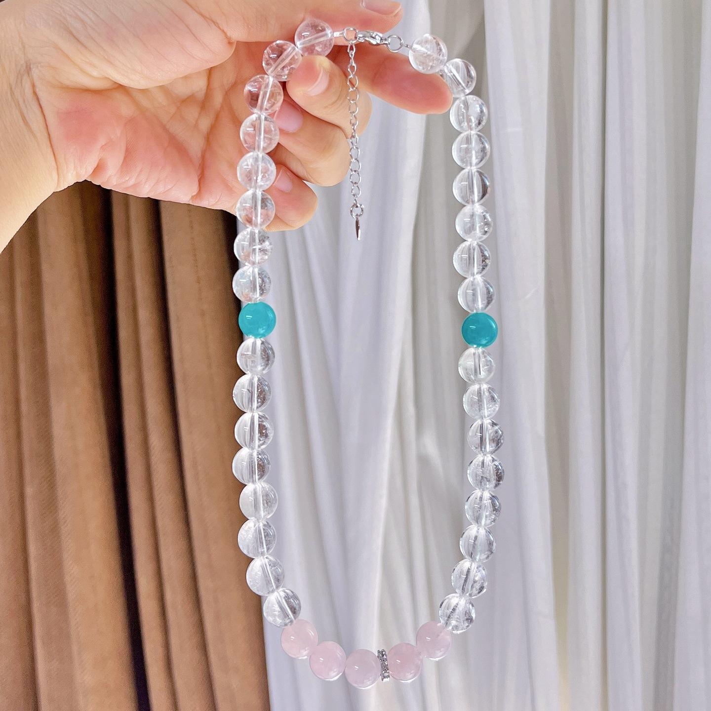 10Mm Powder Crystal Natural White Crystal Design Necklace Clavicle Chain