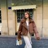 Women's Brown Suede Faux Fur Trim Jacket Short Warm Winter Outerwear