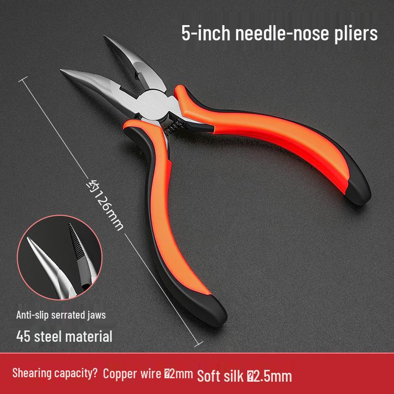 High-Quality Precision Needle Nose Pliers - 5 & 6 Inch, Handmade Jewelry Pliers, Round Bent Flat Nose, Toothless Design