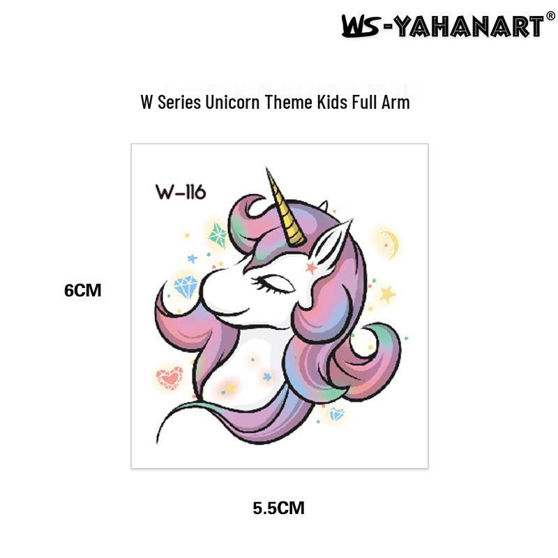 Cartoon Unicorn, Mermaid, Pirate, and Dinosaur Space Water Transfer Tattoo Stickers