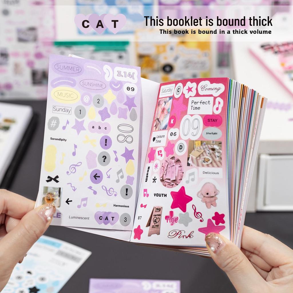 Yuxian Deco Korean-Style Sticker Book: Minimalist English Journal & Phone Decoration