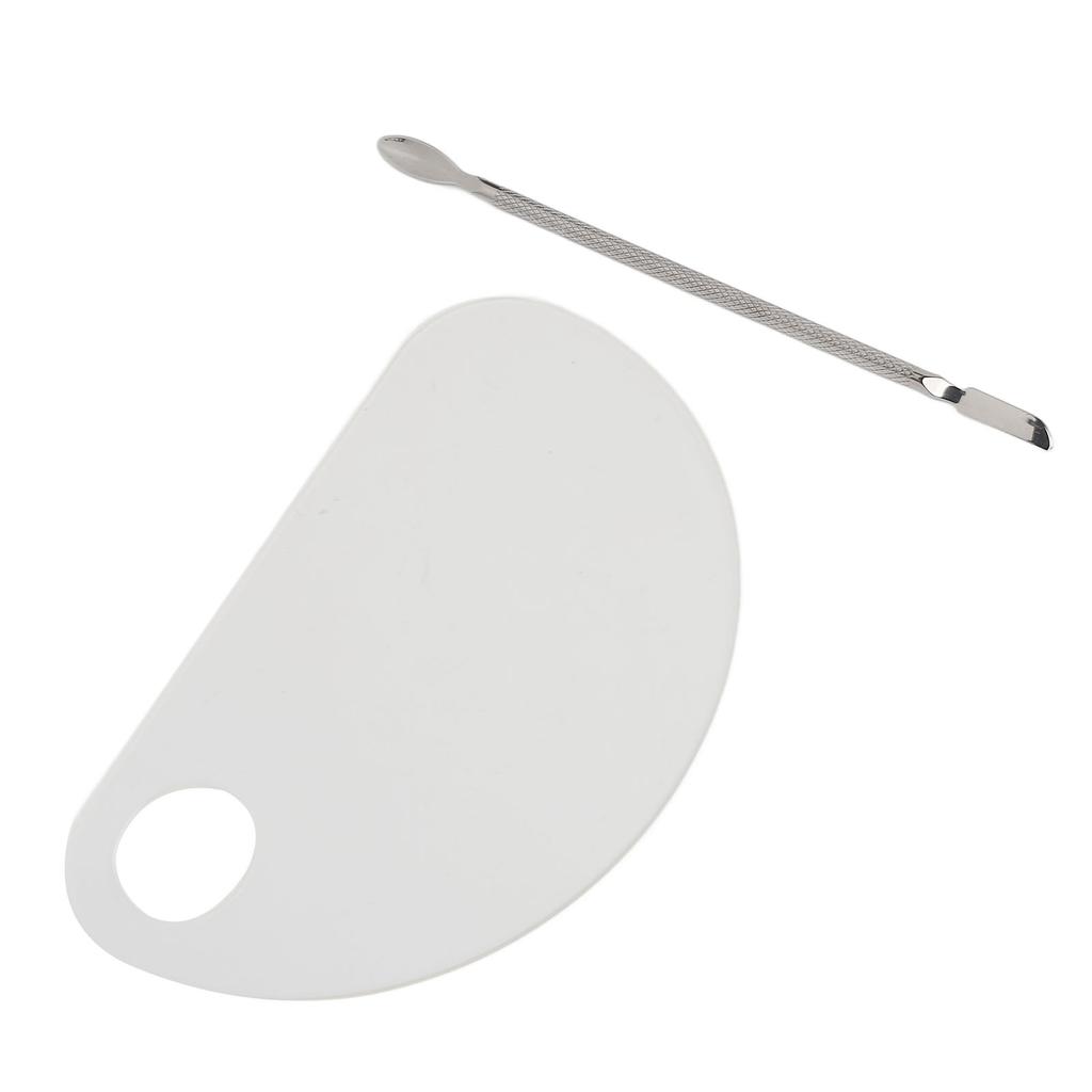 Nail Art Mixing Palette with Spatula Thumb Hole Acrylic Semi Circular Shape Clear Makeup Mixing