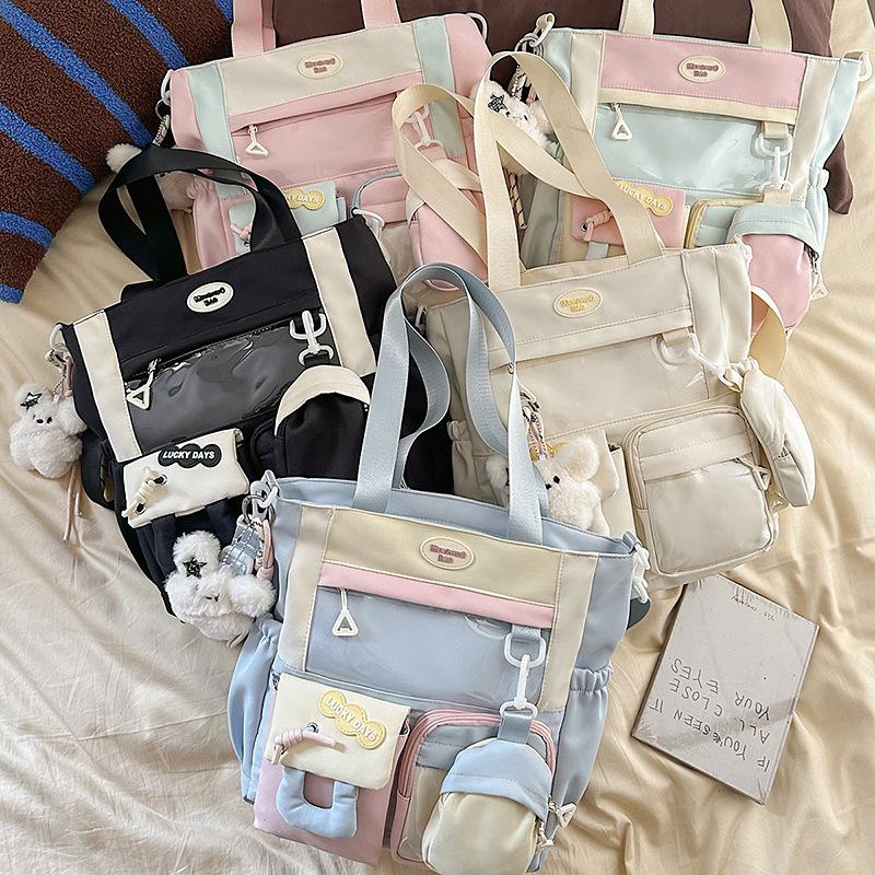 High-value messenger bag women's 2025 new cute Japanese bar pain bag large-capacity transparent junior high school shoulder bag