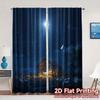 Set Of 2 Modern Flat Printing Curtains Without Rod Bethlehem Night Fashionable Polyester Gifts Curtain Made