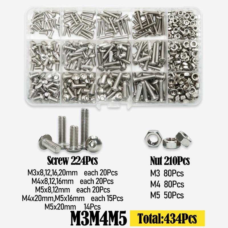 Brass Heat Set Insert Nut Bolt Kit Thread Embedment Copper Nuts and 304 Stainless Steel Hex Socket Screw Hot Melt M2 M2.5 M3 M4