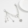 Sweet And Cool Imitation Pearl Beaded Bag Pendant, Creative Love Bow Fringed Bag Chain Pendant
