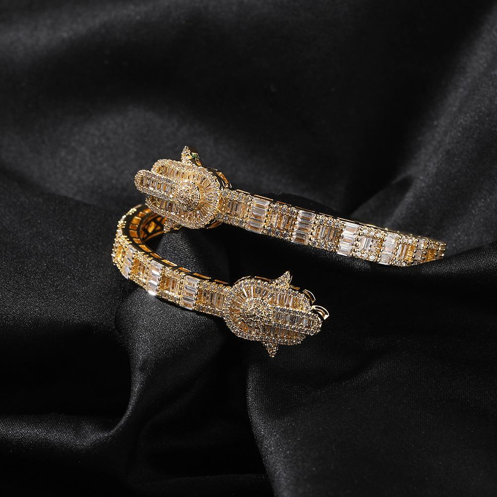 Fashion Fatima Hand Bracelet Men's Personality Zircon Palm Bracelet Hip Hop