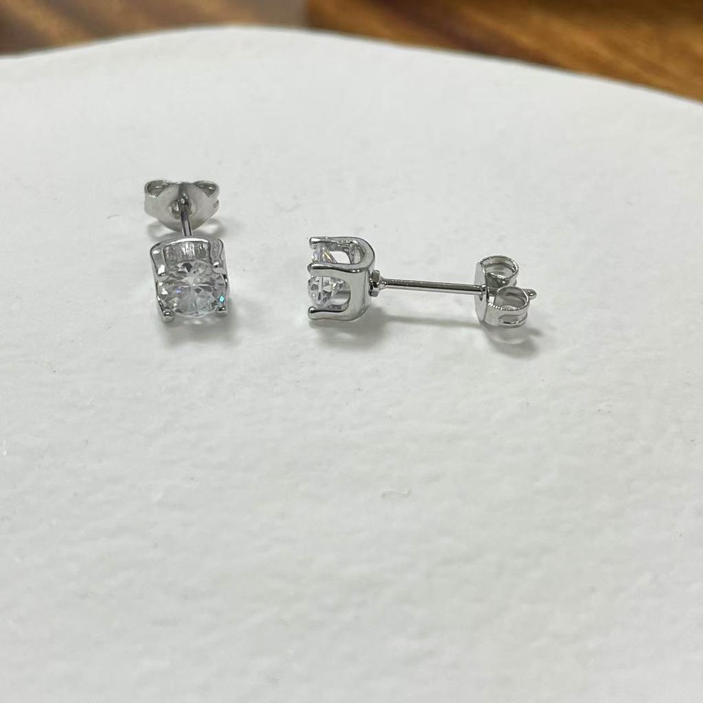 6.5mm Four Prong Moissanite Stud Earrings S925 Sterling Silver D VVS1 Fine Jewelry For Men Women