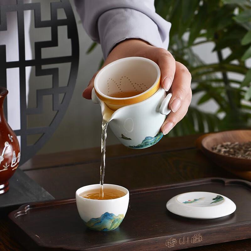 Tang Hui Thousand Li Landscape Bone China Travel Gongfu Tea Set