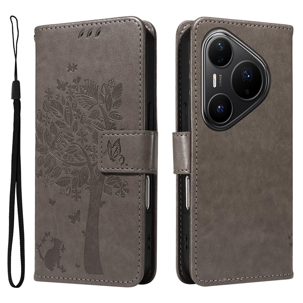 For Huawei Pura 80 Pro+/Huawei Pura 80 Pro Phone Case with Stand Cat Tree Pattern Leather Wallet Mobile Cover