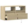 TV Wall Cabinet with LED Lighting Sonoma Oak 80 x 31 x 45 cm
