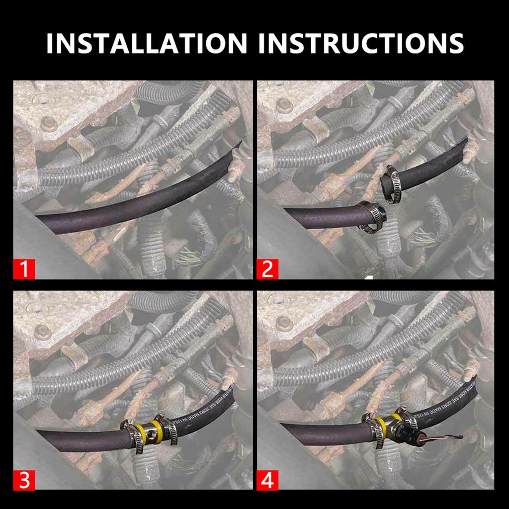 3/8" Bränsleledning Bränsletryck Taggansluten Push Lock T-koppling Adapter 1/8-27 NPT Sensorport Rostfritt stål