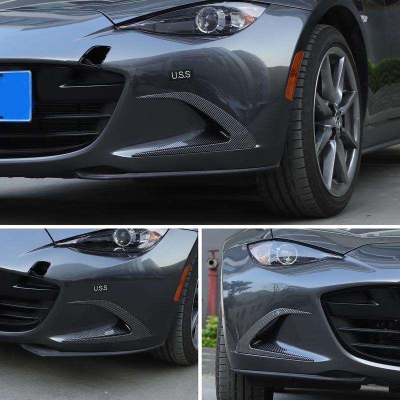 2 PCs ABS Carbon Fiber Car Front Bumper Side Air Intake Grille Decorative Frame Auto Accessories Suitable for Mazda MX-5 2016+