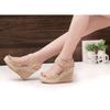 High-heeled wedge heel mesh yarn fish mouth women's sandals 2025 summer and Korean version outer wear versatile muffin thick-soled waterproof table op