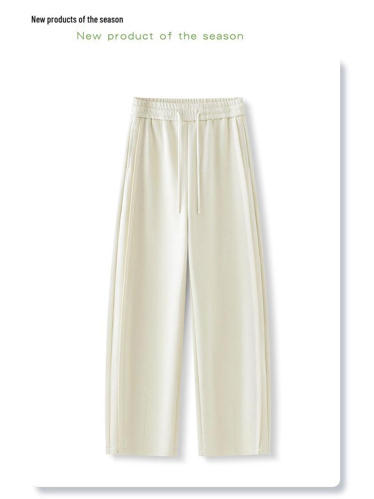 Women's Yellow High-Waist Loose Sweatpants - Spring 2025 Collection, Wide-Leg Straight Scimitar Design