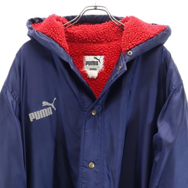 Puma 90s Hit Union Old Long Sleeve Bench Coat Navy Blue Hood Men's Used