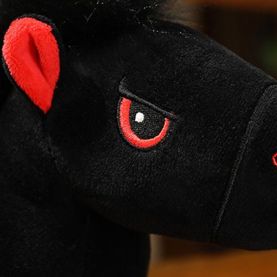 Black Horse Plush Toy Zodiac Year of The Horse Mascot Lucky Ornament Soft Stuffed Animal Doll Home Decor Car Decoration