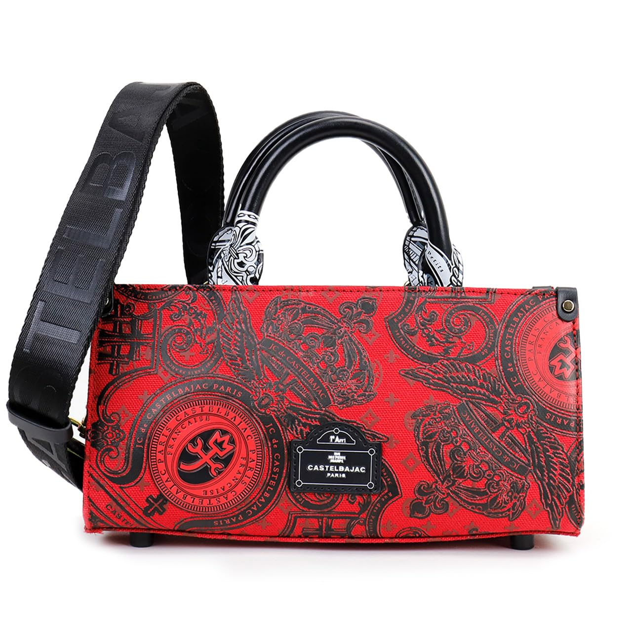 

Castelbajac Versa Mini Tote Bag with Shoulder Red Strap, No. 67521,