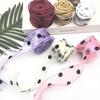 4cm Width Satin Ribbon Solid Color Tulle Ribbon Love Pattern Lace Ribbon  Flower Bouquet Packaging