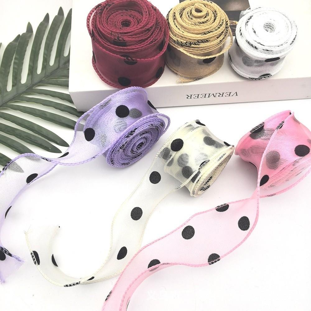 4cm Width Satin Ribbon Solid Color Tulle Ribbon Love Pattern Lace Ribbon  Flower Bouquet Packaging