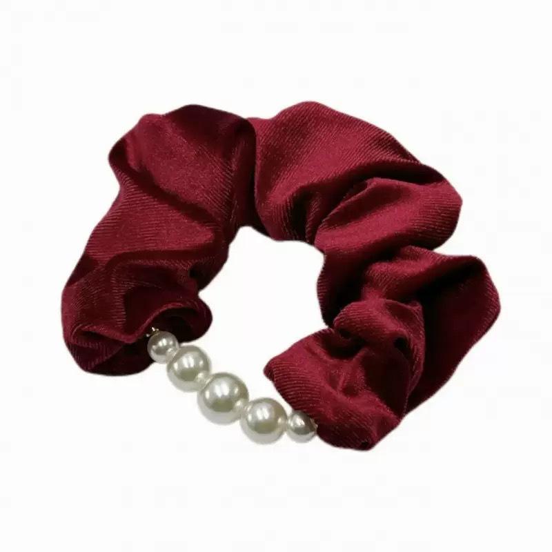 Fashion Advanced Classic Velvet Pearl Hair Ties Scrunchies for Women Girls Ponytail Holder Korean Hair Accessories