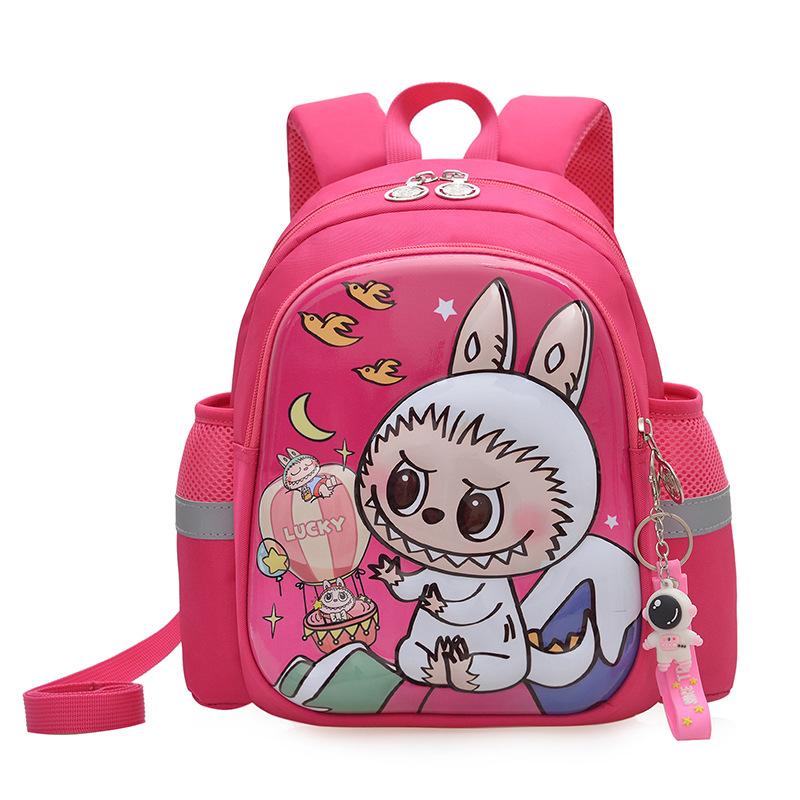 Labubu School Bag Cartoon School Bag 2-4 Years Old Boys and Girls Anti-lost Small Backpack 3D Three-dimensional Hard Shell Backpack