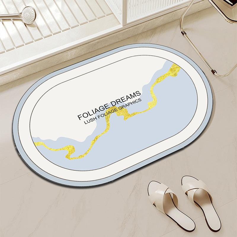 Simple Bathroom Floor Mat Water-Absorbing Quick-Drying Diatom Mud Floor Mat Household Bathroom Door Wear-Resistant, Dirt-Resistant And Non-Slip Floor