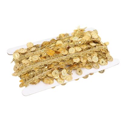 10 Yards Goldene Taillenkette Ethnisch Stil Handarbeit Rund 8 Blatt Blume Poliertes Gold Bauchkette für Strandkleid Bikini