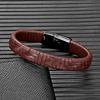 Minimalist Hand Woven Multi- Leather Bracelet Men Black Stainless Steel Magnet Buckle Jewelry Homme Pulseras