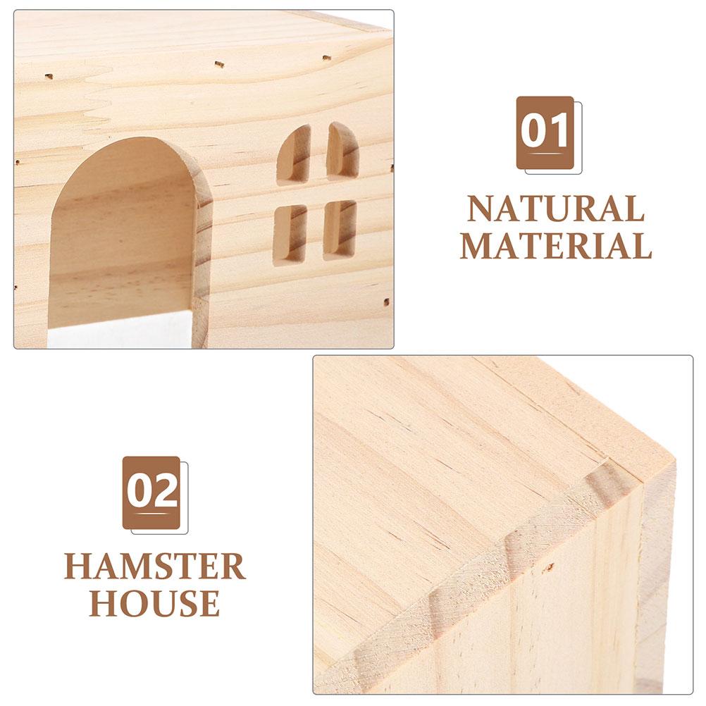 Natural Wood Hamster House Wooden Hideout For Animals Desk Pet Habitat Rabbit Cage Guinea Pig Home Chinchilla House Playpen