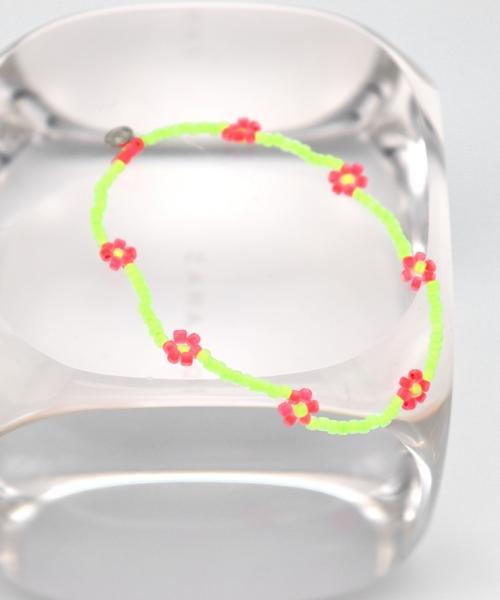 Bonbeau Flower Crush Neon Color Beads Bracelet Smile Charm Neon Color Flower Bead Bracelet