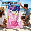 Custom Name Personalized Peppa Pig Print Beach Towel, for Trip Camping Beach Party Home Decor, Birthday Gift for Family & Friends