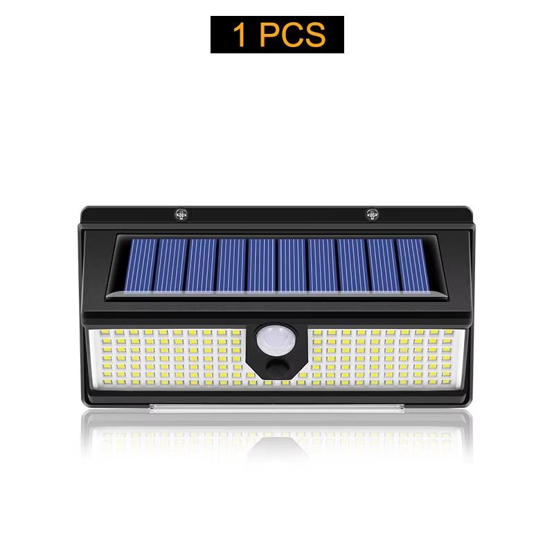Lampă solară cu LED de 190 led, lampă de perete pentru decorarea grădinii în aer liber, cu 4 moduri IP65, lumină solară cu senzor de mișcare impermeabilă pentru ușa curții