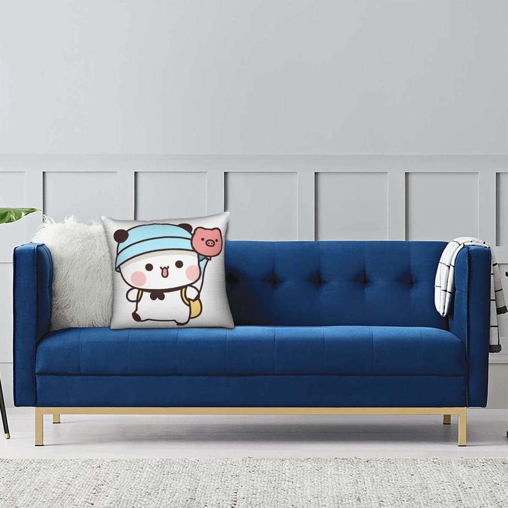 Cute Panda Bear Bubu Dudu Pillowcase Printing Polyester Cushion Cover Decoration Pillow Case Cover Bedroom Square 18''