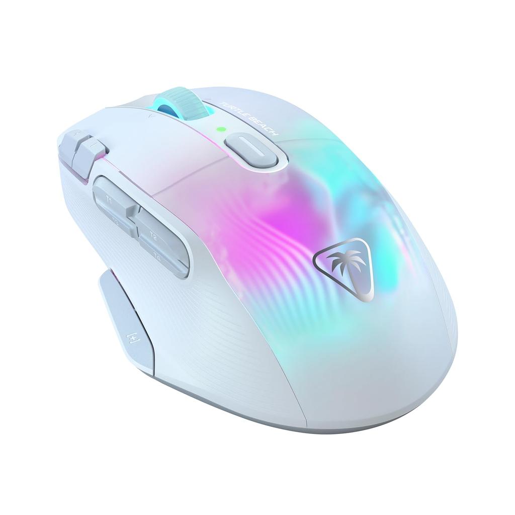 Turtle Beach Kone XP Air Wireless Gaming 19K with Charging Dock and Reflex RGB Light Mouse, 2.4GHz/Bluetooth, White, Optical, Multi-Button, 99g,