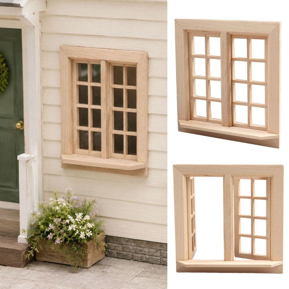 16 Felder Puppenhaus Fenster Modell Holz Quadratische Fenster Modell Miniatur Haus Dekor Für DIY Spielzeug