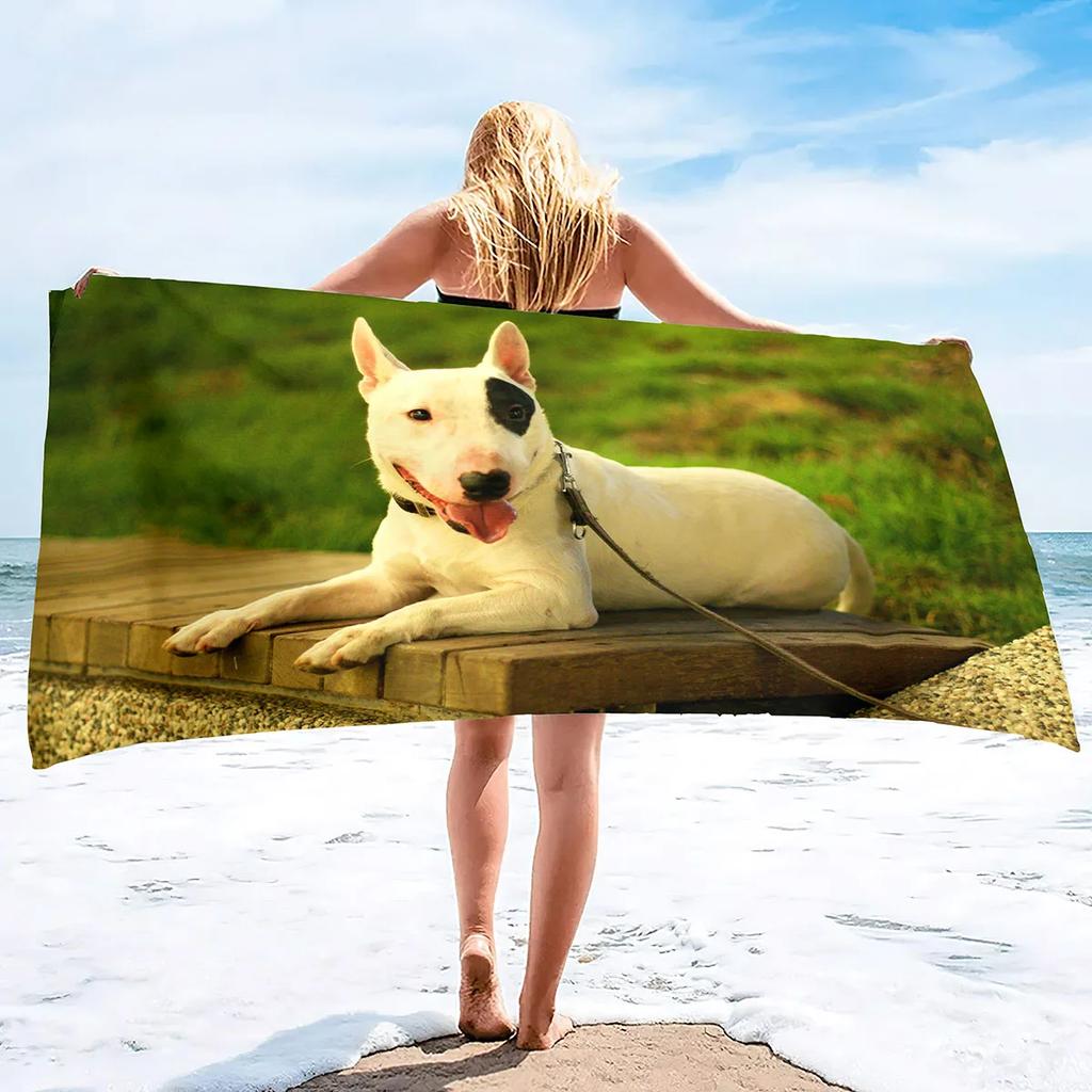 Bull Terrier Print Large Beach Towel for Bath Travel Outdoors Lightweight Soft Towels Super Absorbent Sandproof Quick Dry Towel