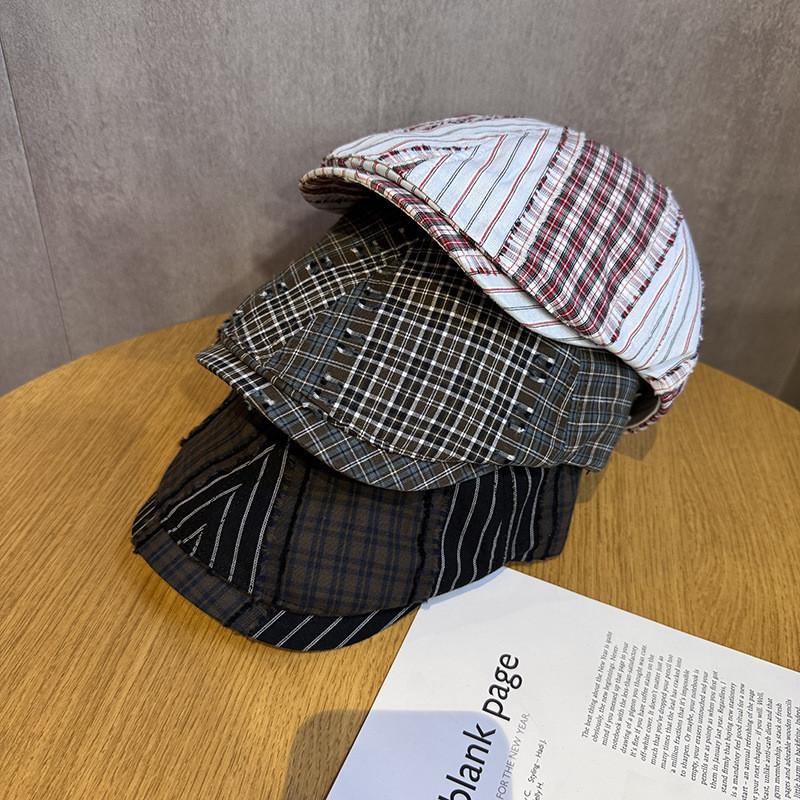 Vintage British Plaid Beret Cap For Men And Women With Sunproof Breathable Cotton Summer Spring Autumn Wear