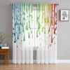 Colorful Paint Flowing Sheer Curtains For Girls Kids Bedroom Kitchen Window Drapes Home Decor