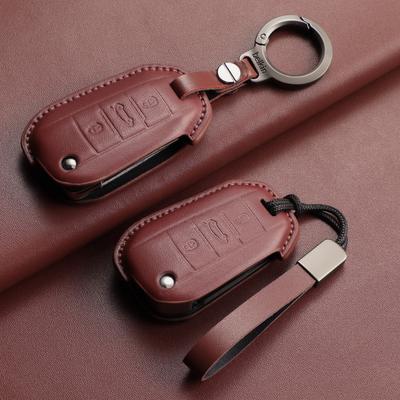 Leather Car Key Case Cover Fob For Peugeot 208 3008 308 508 408 2008 307 400 Car Remote Smart Protector Shell Garnish Accessorie