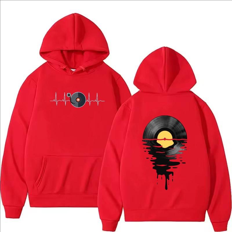 Vinyl Record Printed Hoodie Autumn Winter Men Women Casual Classical Fashion Loose O-Neck Long Sleeve Tops Sweatshirts