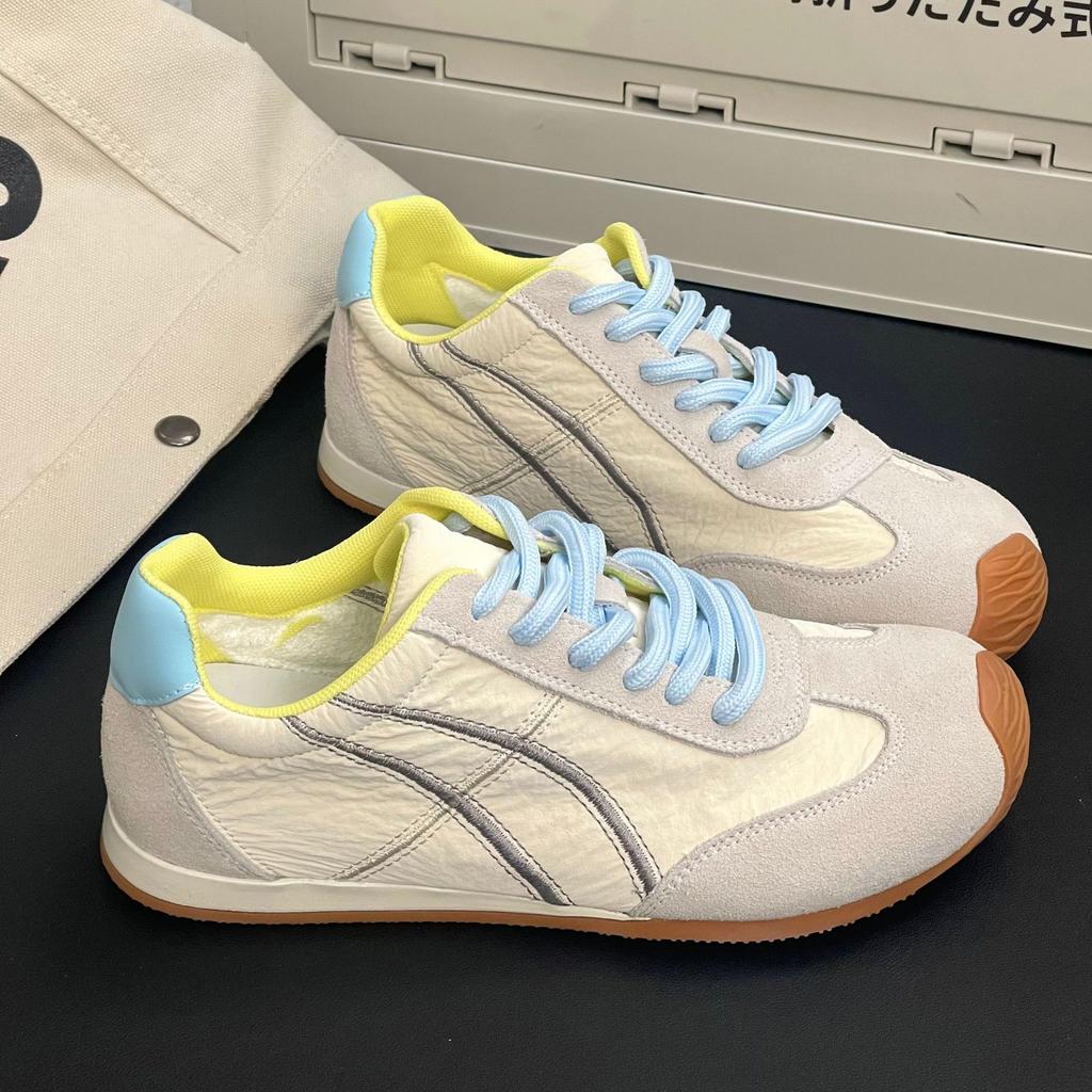 Women's New Leather Color Matching Versatile Sports Shoes Flat Bottom Light Casual Board Shoes