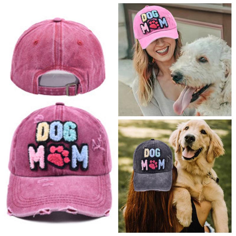 New Dog Mom Embroidered Adjustable Baseball Cap Women Washed Patch Snapback Casual Dad Hat Outdoor Cotton Hip Hop Trucker Caps