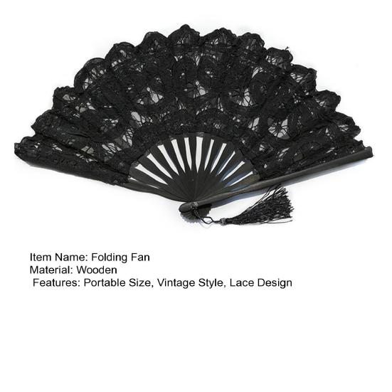 Yousheng Vintage Lace Folding Fan with Tassel Wedding Party Bride Hand Held Fan Portable Summer Fan Decoration Dance Performance Props Party