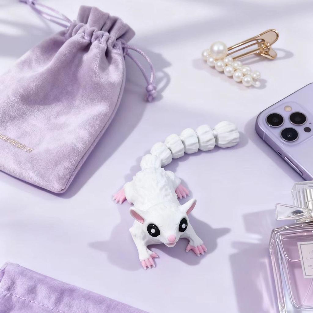 Articulated Mouse Figurine 3D Printed, Cute Movable Joints Toy for Desk Decor and Creative Gift for Collectors