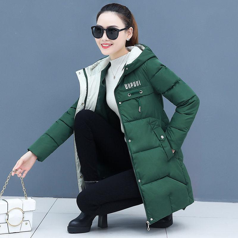 Winter Frauen Parkas Casual Mit Kapuze Jacke Herbst Warme Brief Drucken Lange Weibliche Mantel Zipper Oberbekleidung