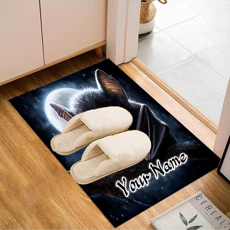1PC Custom Name Nighttime Bat Majesty Theme Floor Mat Ideal for Living Room, Game Rooms, Office, Bedroom, Floor Mat Playful Design