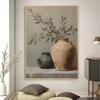 Flores Abstractas Modernas Plantas en Maceta Póster sin Marco Jarrón Vintage Pintura sobre Lienzo Decoración de Pared Decoración Bohemia para Habitación del Hogar