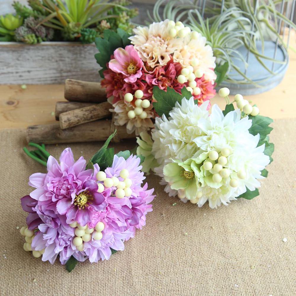 Buy Artificial Silk Fake Flowers Leaf Rose Floral Wedding Bouquet Party ...