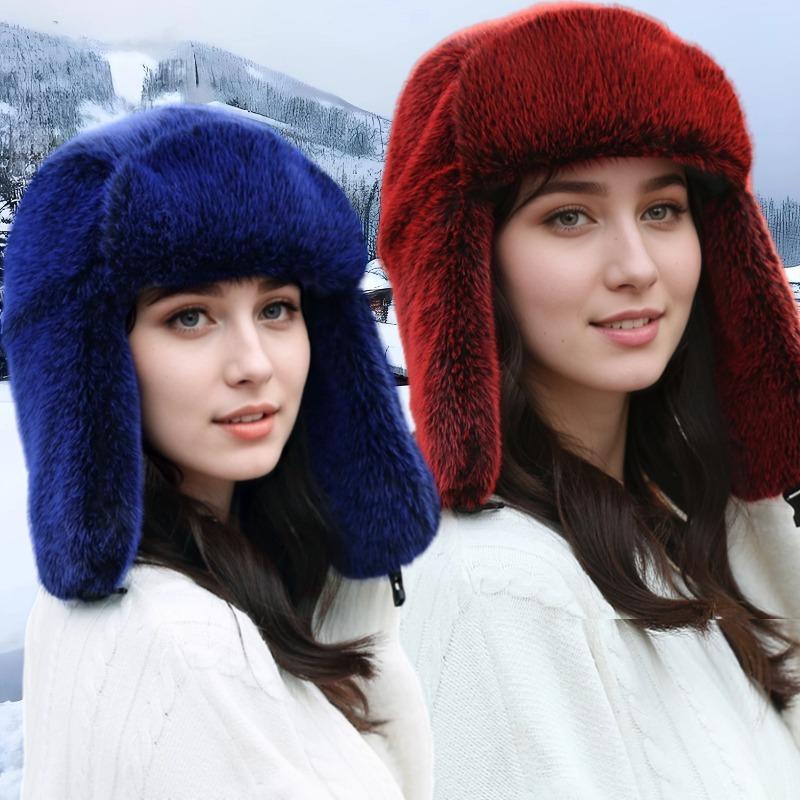 New Fox Hair Female Winter Warm Snow Cap Outdoor Travel Ear Cap Ski Cap Imitation Fur